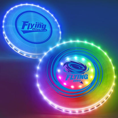 2 Pack Light up Flying Discs for Kids, Rechargeable Disc with 45 LEDs, 14 Lighting Modes(10") &