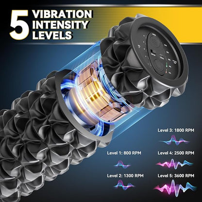 Vibrating Foam Roller, High Density Massage Muscle Roller Back Roller Foam for Back Pain Relief &
