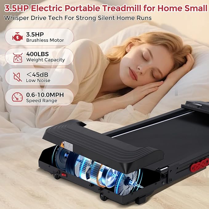 Walking Pad Treadmill with Handles, Folding Foldable Electric Treadmills for Home Small, 3.0HP