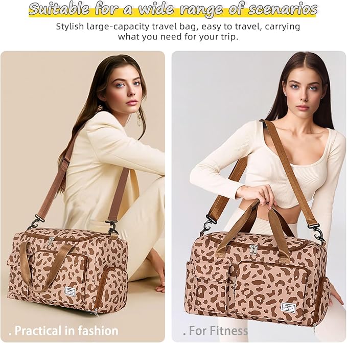 FIORETTO Women's Gym Duffle Bag with Shoes Compartment, 37L Capacity, Ideal for Travel, Gym