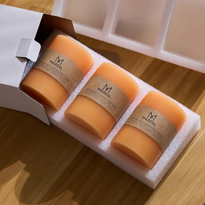 MOZEAL 3" x 4" Hand-Poured Unscented Candle, Dripless Pillar Candle Set of 3, Long Clean Burning