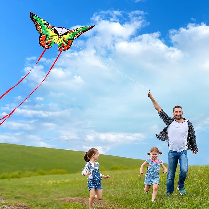 HONBO Butterfly Kites for Kids & Adults,55" x 28" Large Beginner Kite for Kids Ages 4-8,Easy to Fly