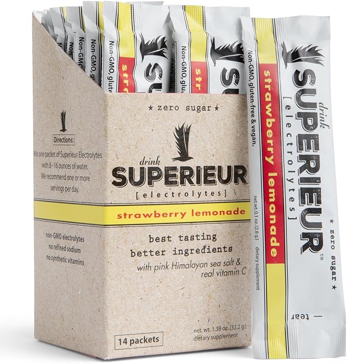 Superieur Electrolyte Powder Packets- Vegan Electrolyte Hydration Powder w/Sea Minerals- Keto