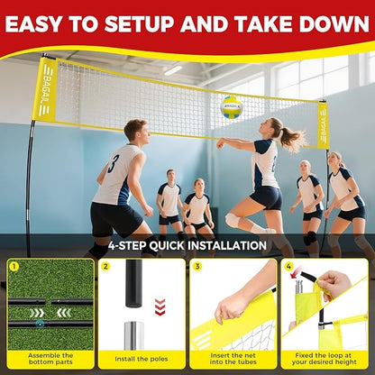BAGAIL Volleyball Net, 12ft/20ft Portable Volleyball Net for Backyard - Adjustable Height