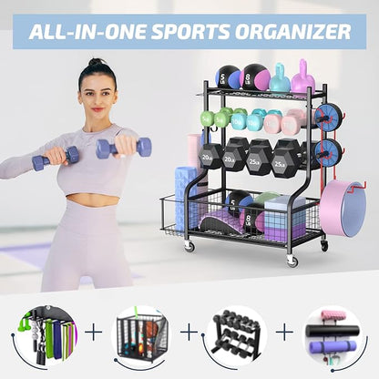 PLKOW Dumbbell Rack, Weight Rack for Dumbbells, Home Gym Storage for Dumbbells Kettlebells Yoga Mat