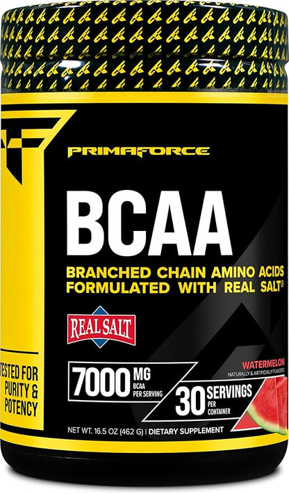 Primaforce BCAA Powder (Watermelon) - 7000MG 2:1:1 BCAAs, 30 Servings, Post-Workout Recovery Drink