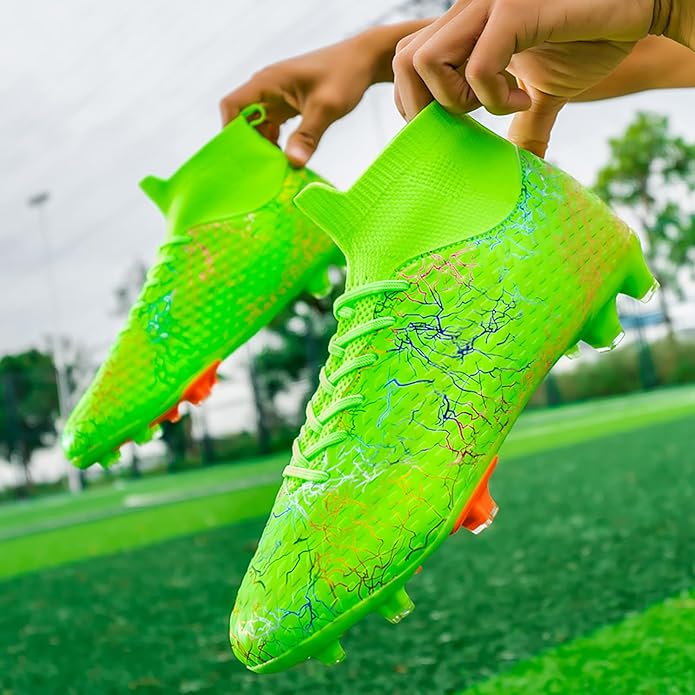 Men's Soccer Shoes High-Top Soccer Cleats Outdoor Breathable Athletic Professional Spikes Youth