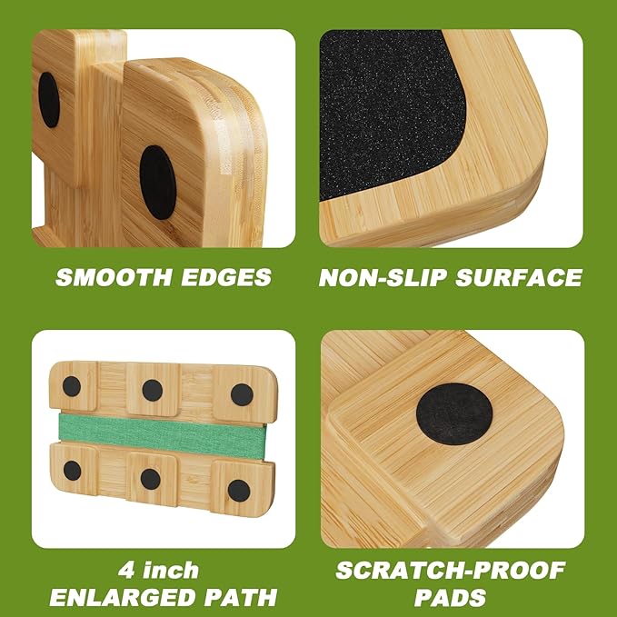 Resistance Band Foot Plate - Wood Fitness Board for Resistance Band Strength Training, Stretching