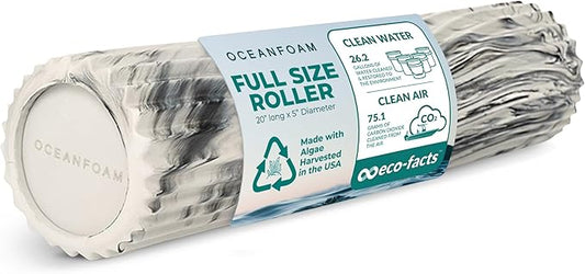 Oceanfoam Tidal Roller - Black Marbled - Muscle Massage Foam Roller for Back Pain & Stretching