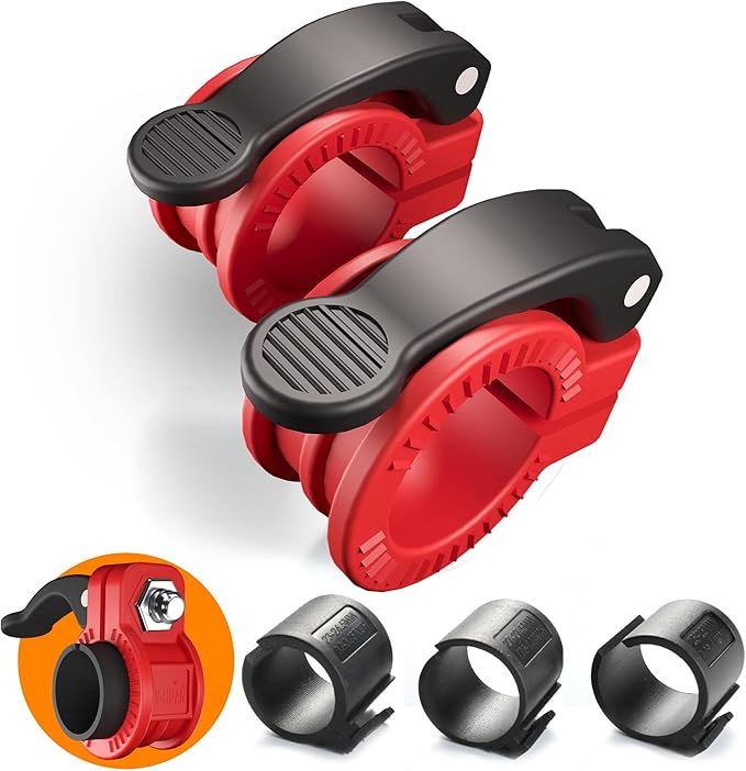 Narrow Barbell Clips 2.5cm Width for Olympic Bars, 0.9-1.18inch Adjustable Weight Clamps, Quick