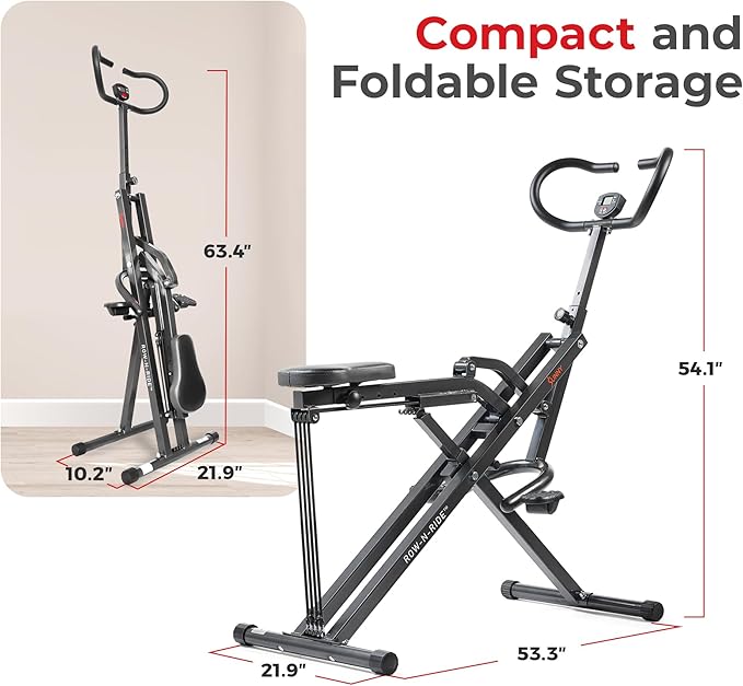 Sunny Health & Fitness Row-N-Ride® Plus, Heavy Duty Assisted Squat Machine with 300 LB Max Weight