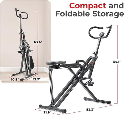 Sunny Health & Fitness Row-N-Ride® Plus, Heavy Duty Assisted Squat Machine with 300 LB Max Weight