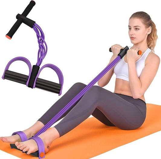 Resistance Bands with Handles, 6-Tubes Elastic Foot Pedal Resistance Bands, Natural Rubber Ankle