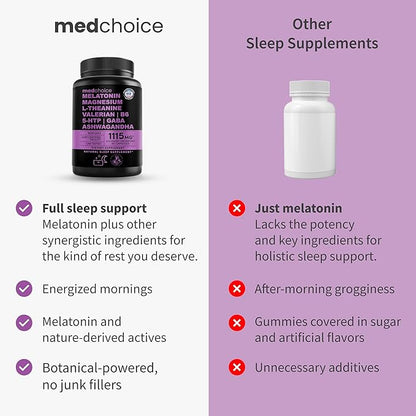 12-in-1 Melatonin Sleep Capsules - Natural Sleep Aids for Adults with Melatonin 5mg and Magnesium