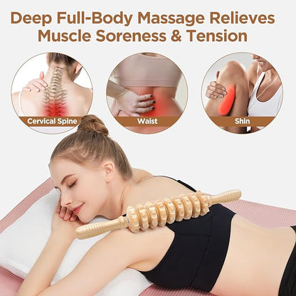 Wooden Cellulite Massage Roller for Legs and Thighs - Handheld Fascia Blaster Tool for Muscle