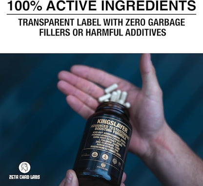 Kingslayer: 7-in-1 Testosterone Booster for Men w/KSM-66, Fadogia, Suma Root, L-Theanine, Zinc