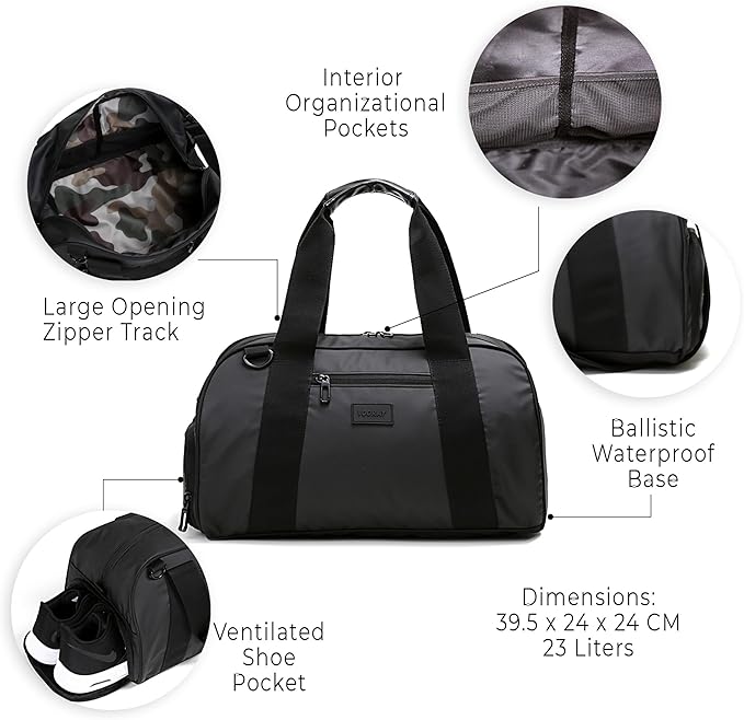 Vooray Burner Gym Duffel Bag, Gym Bag for Women and Men with Shoe Compartment, Weekender, Overnight