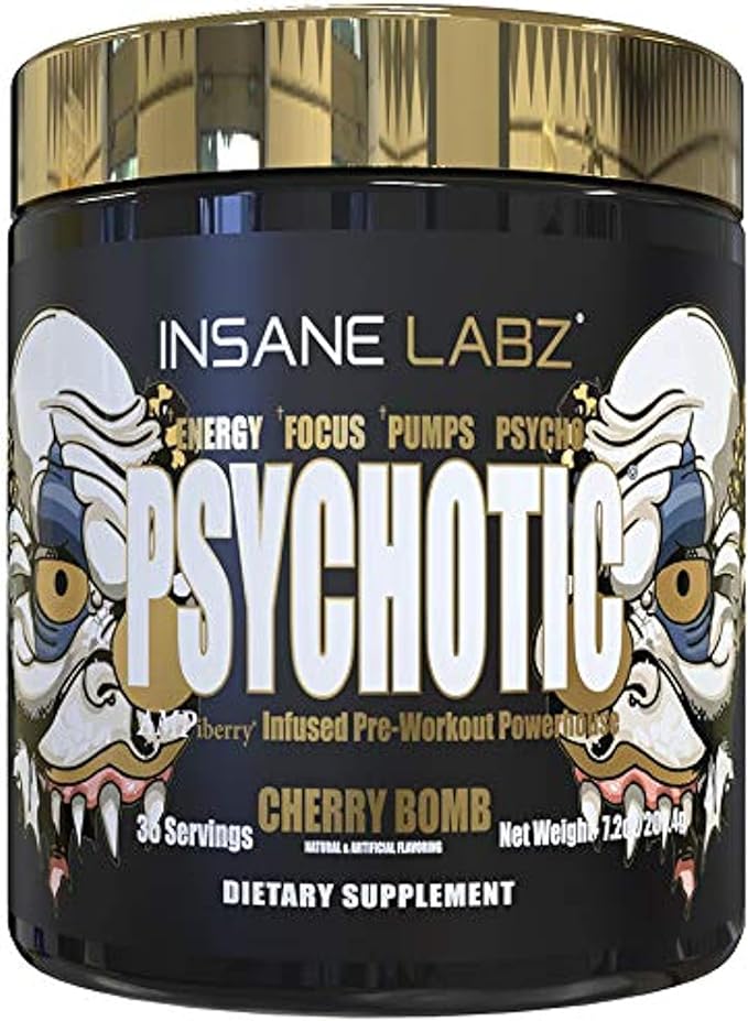Insane Labz Psychotic Gold, High Stimulant Pre Workout Powder, Extreme Lasting Energy Focus, Pumps