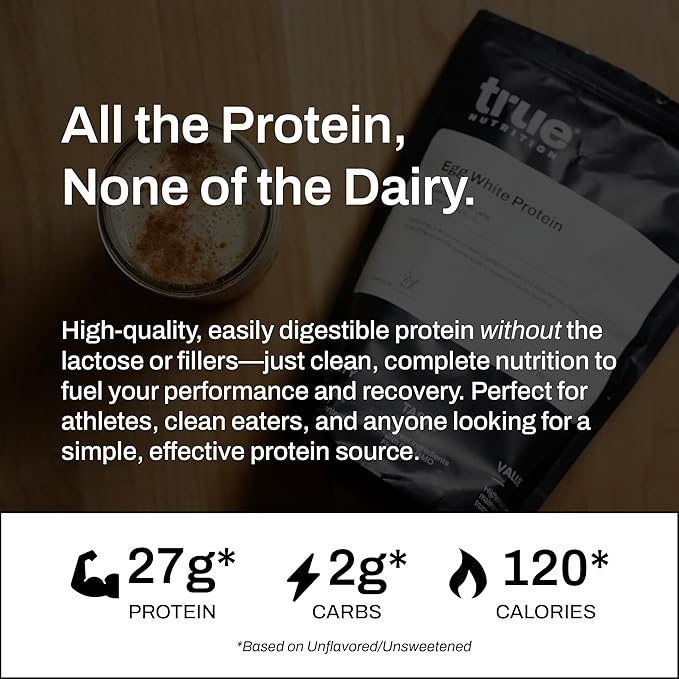 True Nutrition Egg White Protein Powder - Low Carb, Paleo, Keto, Carnivore, Lactose-Free