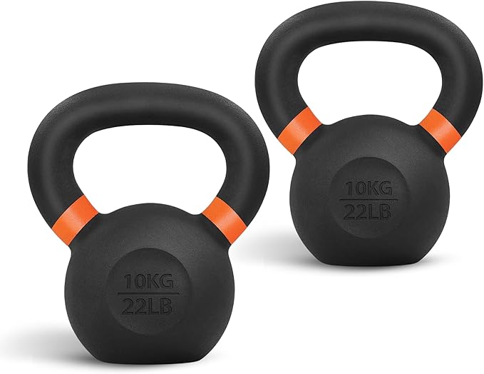 Yes4All Kettlebell, Heavy Duty Powder Coated Cast Iron Kettlebells, Non-Slip Handle & Flat Bottom