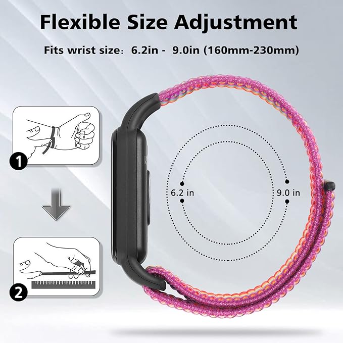 YCHDDER Solo Loop Nylon Bands Compatible with Amazfit Band 7 Straps,Soft Breathable Comfortable