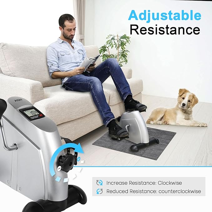 Mini Exercise Bike, AGM Under Desk Bike Pedal Exerciser Foot Cycle Arm & Leg Pedal Exerciser with