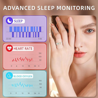 Smart Ring Health Tracker, for men and women, equipped with heart rate monitor, sleep tracker, 8