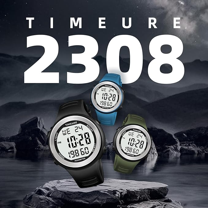 Mens Pedometer Watch for Walking Step Counter Watch No Charging, No App Connection, with EL