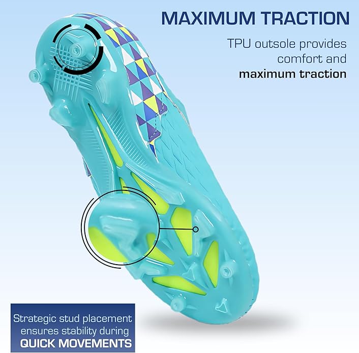 Soccer Cleats for Kids & Youth | Lightweight Football Shoes for Firm Ground | Durable Girls & Boys