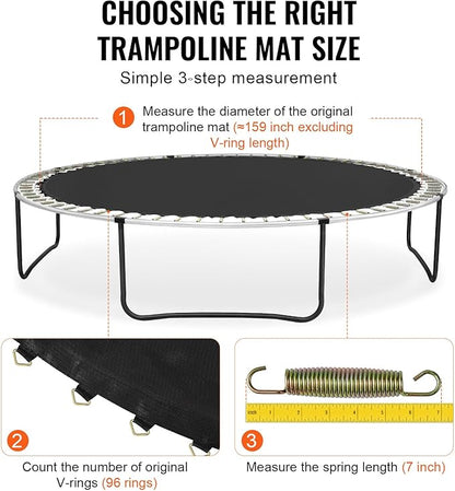 VEVOR Replacement Trampoline Mat, Universal Jumping Round Trampoline, Reinforce UV-Resistant Mat