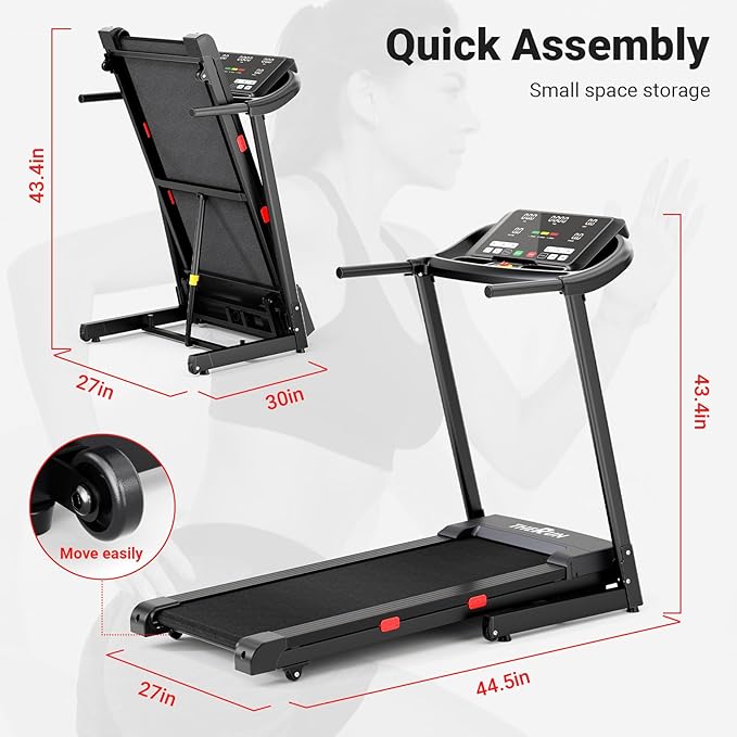 THERUN Incline Treadmill for Running and Walking, 300 lbs Weight Capacity, Wide Belt, 3.0 HP, 18"