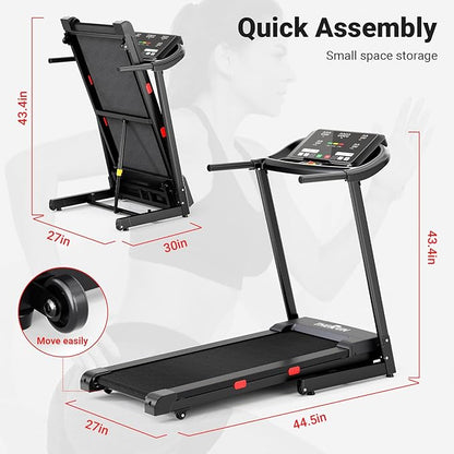 THERUN Incline Treadmill for Running and Walking, 300 lbs Weight Capacity, Wide Belt, 3.0 HP, 18"