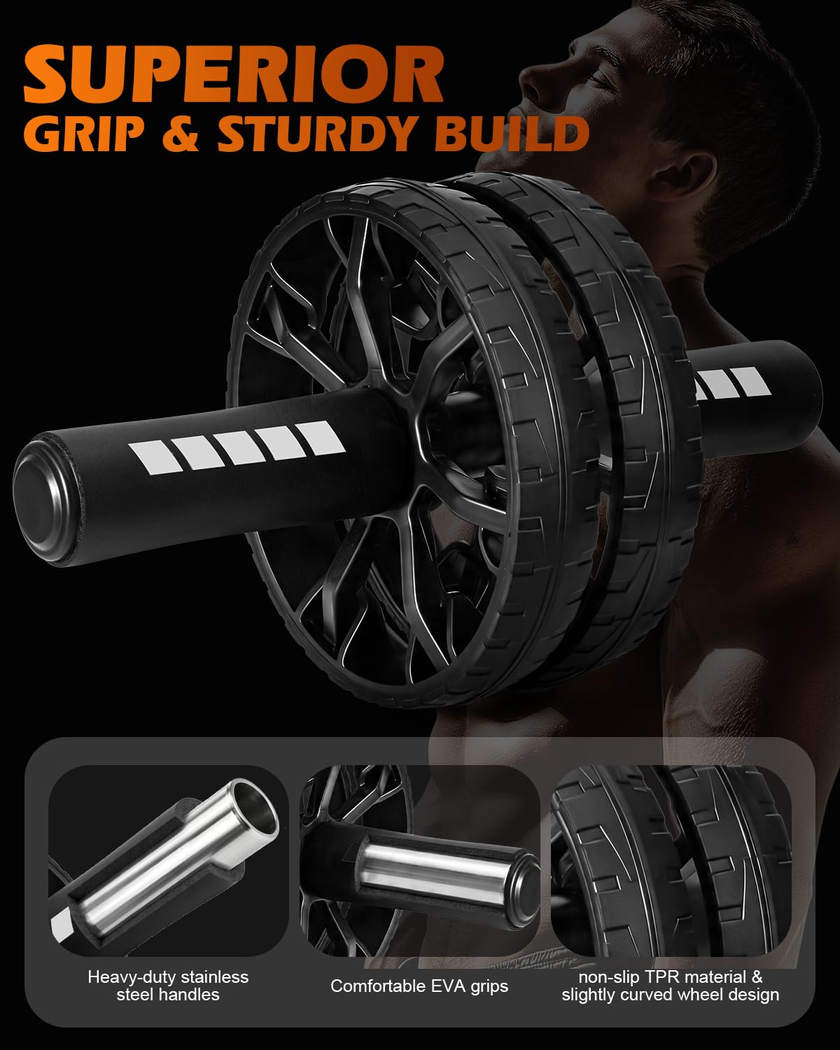 Citufuol Upgraded Ab Roller Wheel, Abdominal Core Workout Equipment for Home Gym with Knee Pad
