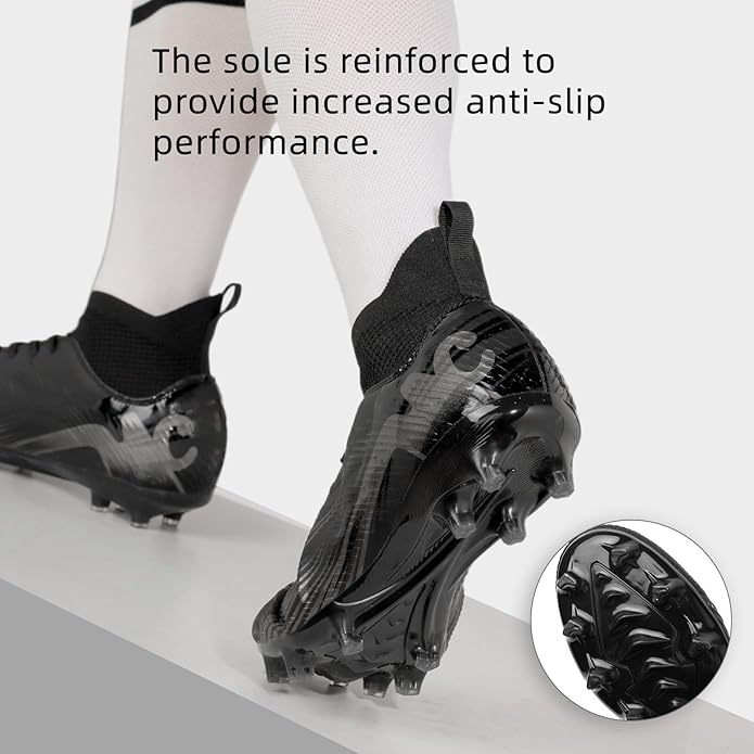 Men's High Top Soccer Shoes FG Long Spikes Adult Football Shoes Lightweight Professional Athletic