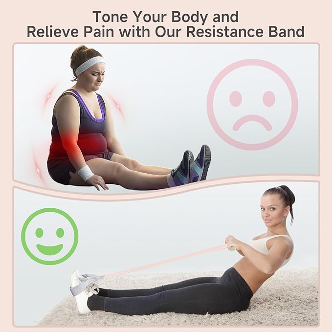 Fabric Resistance Band with Handles, 120lb Full-Body Excercise Band, Non-Slip Elastic Bands for