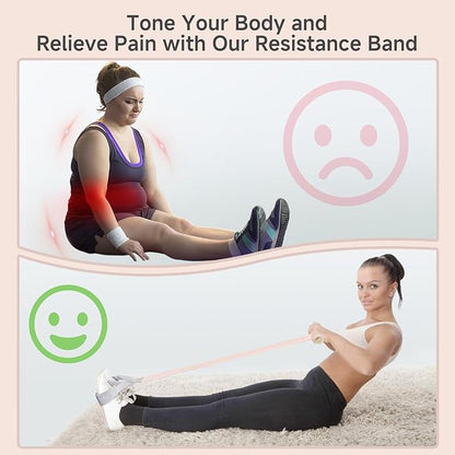 Fabric Resistance Band with Handles, 120lb Full-Body Excercise Band, Non-Slip Elastic Bands for