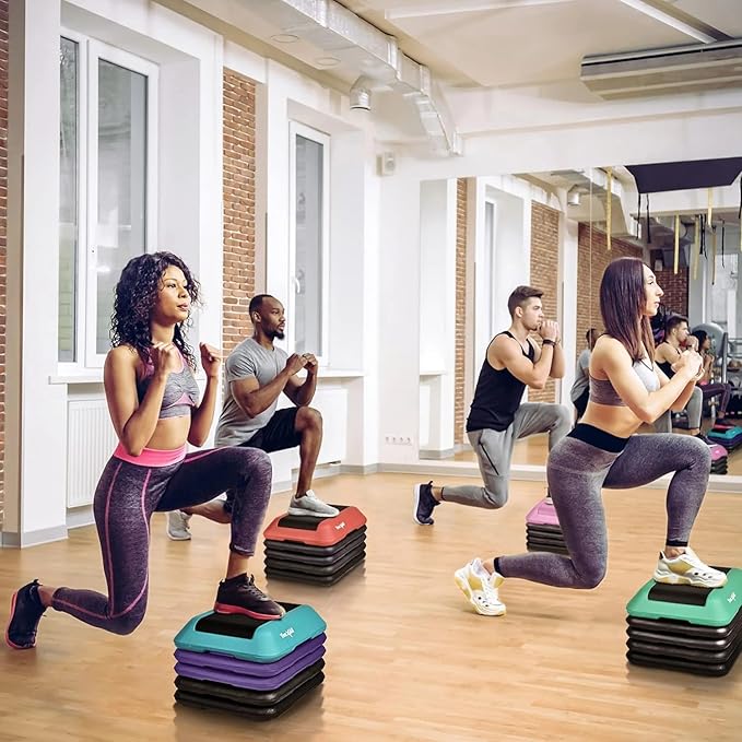 Yes4All 16"x16" Adjustable High Step Aerobic Platform with 4 Risers, Height-Adjustable