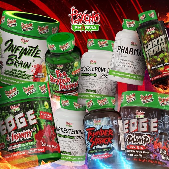 Psycho Pharma Strongest High Stim Preworkout Powder - Edge of Insanity - Most Intense Pre Workout
