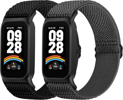 2 Pack Elastic Bands Compatible with Xiaomi Smart Band 9 Active Women Men, Soft Nylon Replacement