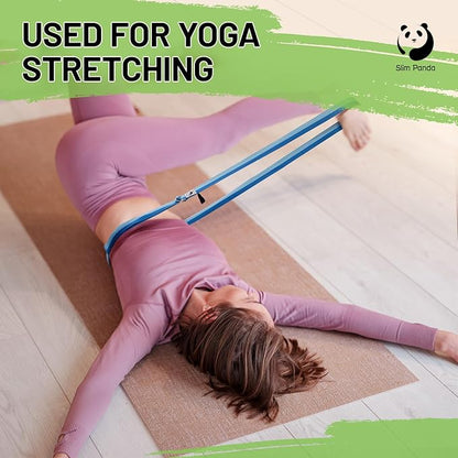 Slim Panda Yoga Strap for Stretching,Cotton Yoga Strap with Adjustable D-Ring Buckle,Non-Elastic