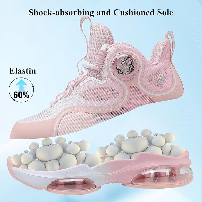 VITUOFLY Kids Basketball Shoes Boys Air Cushion Sneakers Girls Mid Top School Hoops Shoes Non-Slip