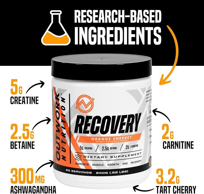 Outwork Nutrition Post Workout Recovery Powder - Creatine Monohydrate, KSM-66 Ashwagandha & Tart