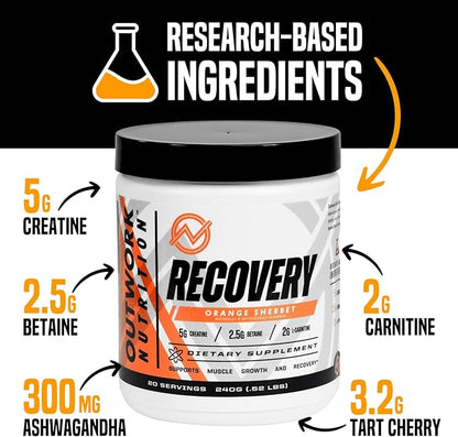 Outwork Nutrition Post Workout Recovery Powder - Creatine Monohydrate, KSM-66 Ashwagandha & Tart