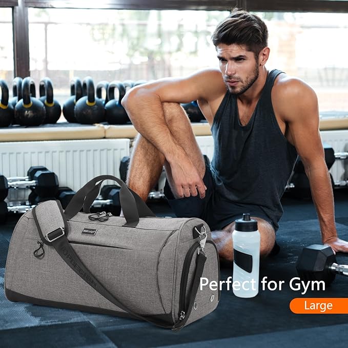 TOPDesign Gym Bag for Women & Men, Unisex Duffel Bag with Shoe Compartment & Wet Pocket for Travel