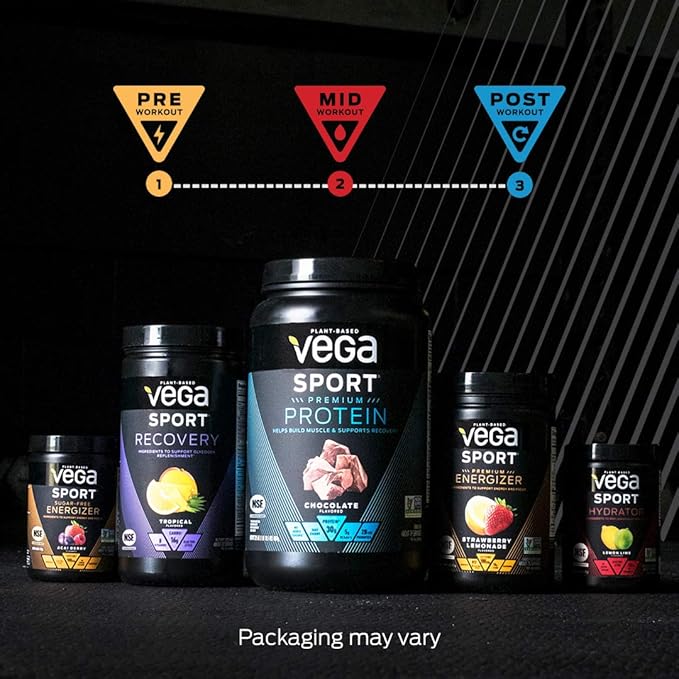 Vega Sport Vegan Protein Powder + Recovery - 30g Plant Based Protein per Serving, Vanilla, 20