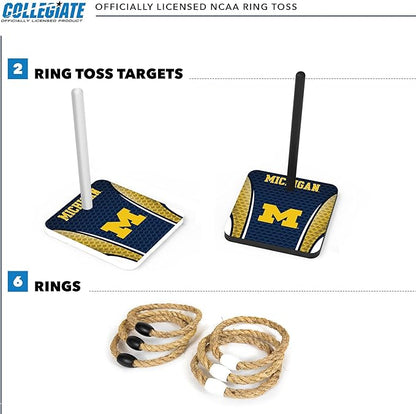 Solid Wood College Quoits Set with Direct Print HD Team Graphics – Tailgate Ring Toss Game – Great
