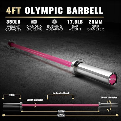 RITFIT Olympic Barbell 4ft/4.8ft/6ft - 2 Inch Weight Bar for Strength Training, Weightlifting