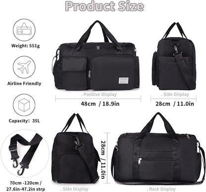 FIORETTO Women's Gym Duffle Bag with Shoes Compartment, 37L Capacity, Ideal for Travel, Gym