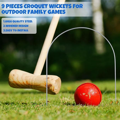 Deekin Set of 9 Croquet Wickets Replacement for Croquet Metal Hoops with Galvanized and Plastic