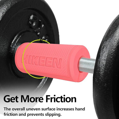 Hikeen Thick Bar Dumbbell Grips,Non Slip Hard Rubber Barbell Grips,Grips for Weight Lifting, Muscle